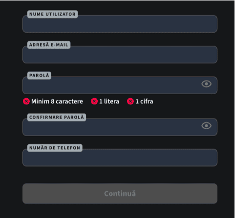 Registration at Conticazino casino